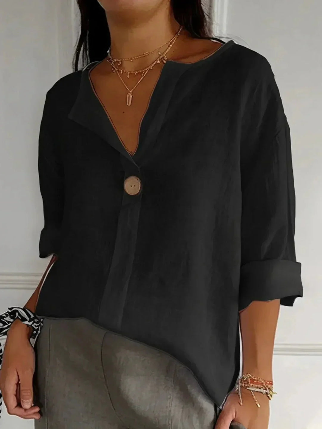 Jessa - Afslappet Bluse med V-hals