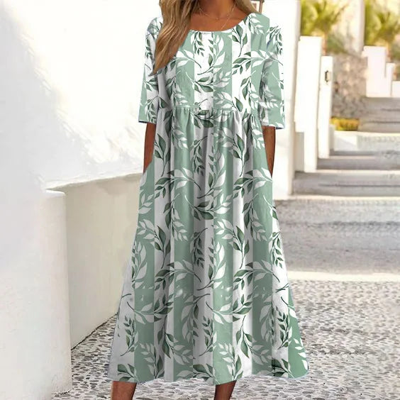 Bodil™ - Blomsterprint Kjole med Mavedækning