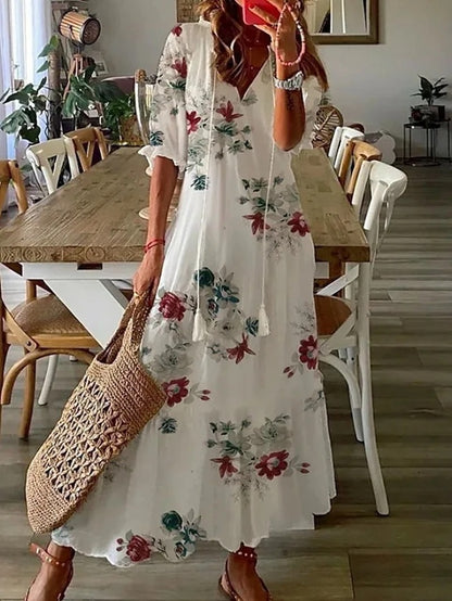 Kirsten - Boho-kjole med mavedækning